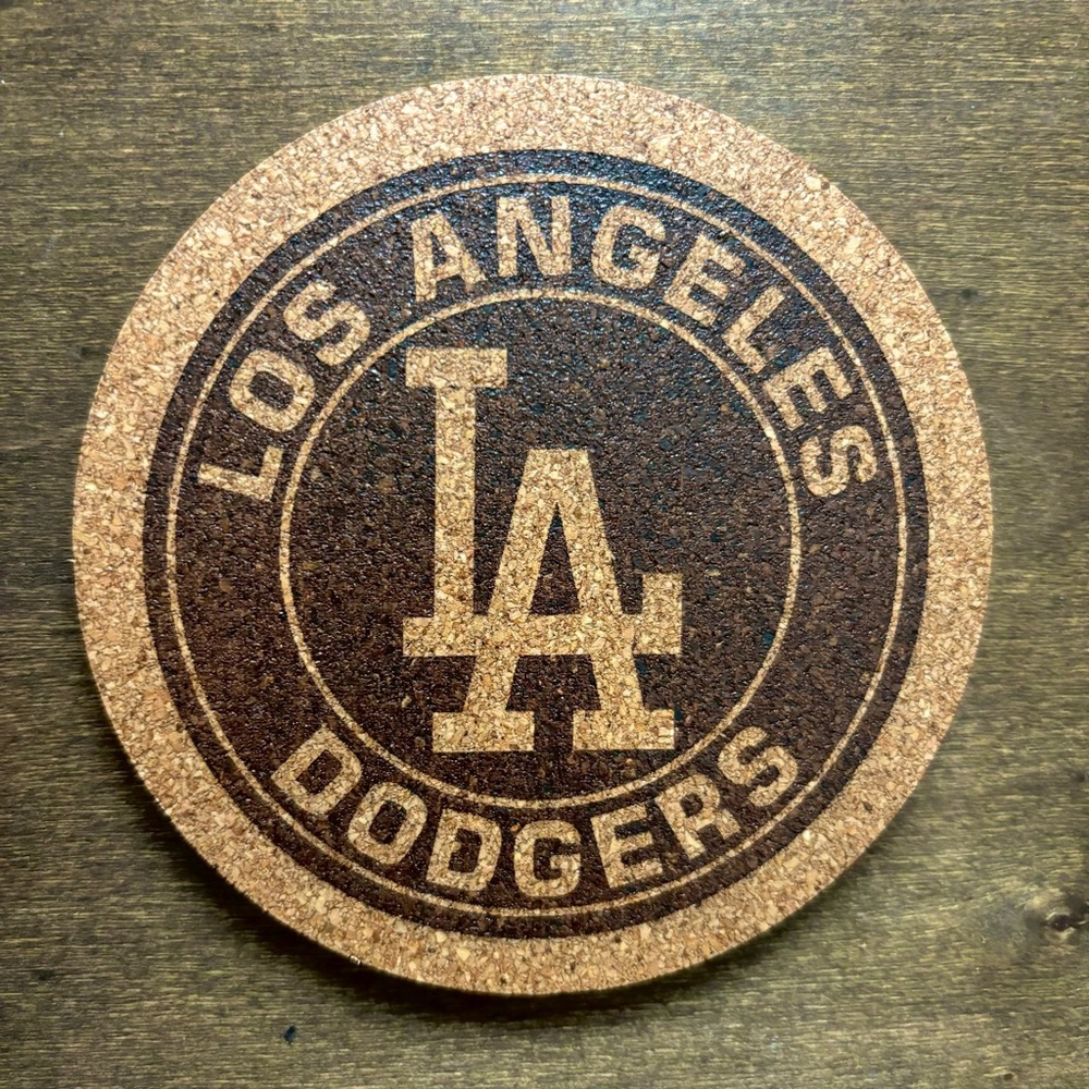 Los Angeles Dodgers Logo Laser Engraved Cork Coaster